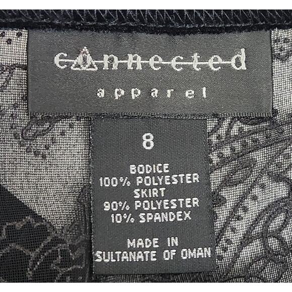 Connected Apparel Black Velour Lace Bodice Sheath Cocktail Dress 8 Lightweight - Picture 5 of 5